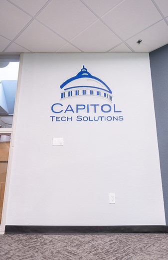 Did some big logo stenciling over at Capitol Tech Solutions last week 🙃 #stencils #officedesign #diyideas #reels | Stencil Stop