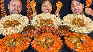 84K views · 1K reactions | Chinese Food Eating Challenge - Chowmin & Manchurian, Fried rice & Chicken, Satay | Indian Eating Show | Facebook