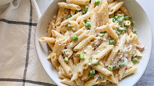 Creamy Pasta With Pancetta And Peas Recipe - Mashed