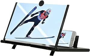 Dsoar 18'' Screen Magnifier for Cell Phone, 3D Foldable Magnifying Projector Screen Amplifier Stand, Black