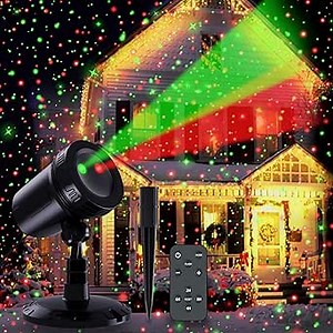 Christmas Projector Lights - Outdoor Laser Lights, Red & Green Star Shower, Waterproof Decor with Remote