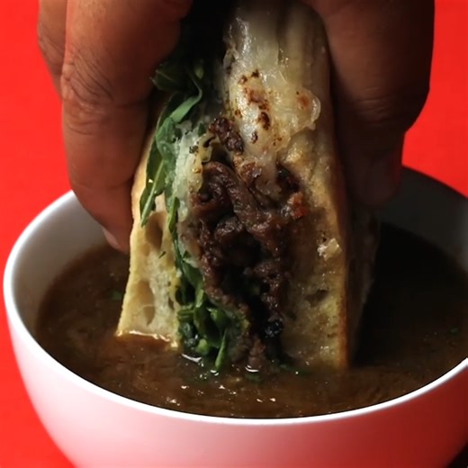 95K views · 209 reactions | This roast beef piled high on a baguette, creating the perfect French Dip Sandwich  | Twisted | Facebook