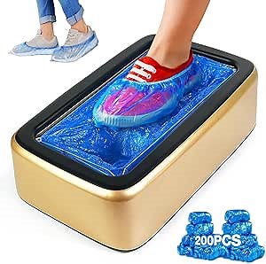 Shoe Cover Dispenser Automatic Shoe Cover Machine with 200pcs Shoe Covers Disposable Portable Automatic Shoe Cover Dispenser Shoe Booties Disposable Non Slip for Home Office Factory Supermarket