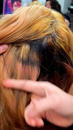 What would you do in this scenario? A #colorcorrection this severe takes 6-8 hours to finish. However, It was a lot of fun and takes patience. The goal is to lighten the dark parts with lower volume and GuyTang #BiG9 creme lightener to match the rest of the canvas. After that you can go in and reapply GuyTang Big9 creme lightener with higher volume developer on the rest of the hair and swipe quickly using meche sheets to incubate the lightener without the heat from the foils so you can move more