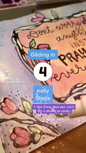 Want to add some class to your handmade paper crafting projects?? You have to try this! Tap follow so you don’t miss any of my free lessons! #craftersgonnacraft #gilding #gildingart #papercrafting #cardmaking #handlettering #craftideas | Create with Christie - faith based art & lettering