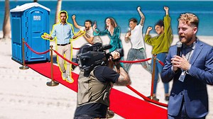 Sneaking a Red Carpet & Crowd in Front of a Porta Potty, then Clapping when People Come Out Just For Laughs | RossCreations