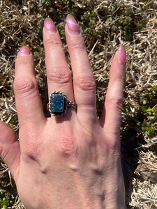 Hand Cabbed Blue Illoladite Sterling Silver Ring With Filigree Band. Size 10 - Etsy Canada