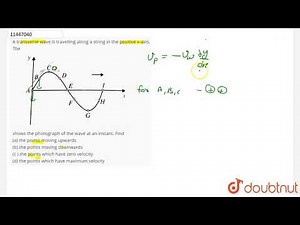 A transverse wave is travelling along a string in the positive x-axis. The shows the photograph