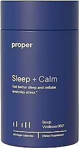 Proper Sleep + Calm - Natural Sleep Solution and Sleep Aid for to Support A Full Night of Restful Sleep, Relaxation and Stress Relief - 60 Vegan Capsules, No Melatonin, Non-GMO, Sugar-Free