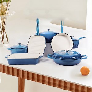 [Hot Item] 7PCS Cast Iron Enamel Cooking Pot Griddle Mexico Chile Market Non-Stick Cookware Set