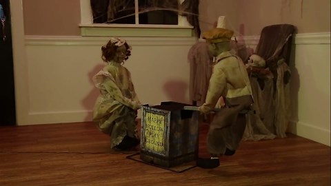 See Saw Dolls Animated Prop for Halloween | Creepy Victorian Boy & Girl on See-Saw | Haunted House Decorations | 36" Tall with Multi Activation Options