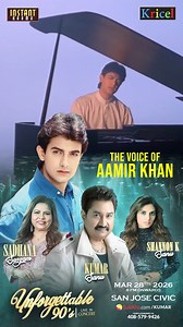 332K views · 12K reactions | Kumar Sanu’s silky, heartbreak-ready voice perfectly matched Aamir’s romantic, boy-next-door persona Especially iconic in sad + yearning love songs Still heavily used in reels, nostalgia concerts, and retro Bollywood playlists. So live the Nostalgia of the Unforgettable 90s - Book your Tickets now: sulekha.com/kumar | Bay Area Desi Party | Facebook