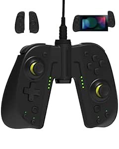 [Upgraded 2022]KINVOCA C25 Joy Pad Controller for Nintendo Switch, Replacement for Joycon, Wireless Switch Controller, Programmable Macros, Turbo, Motion Control&Dual Motors, Black with Charging Grip