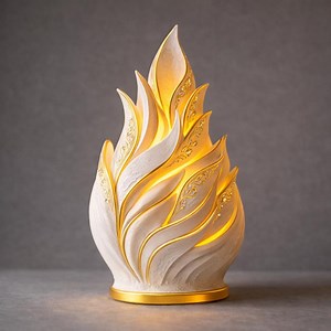 Luxus Flammenlampe STL | Glühende Feuer-Skulptur | Modernes LED-Licht-Dekor | Fantasy Beleuchtung 3D Druck | Digitaler Download STL-Datei - Etsy.de