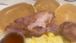 Fluffy pancakes, scrambled eggs, grilled bacon and Canadian maple 🍁 syrup. | The Coffee House Bistro