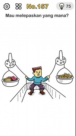 brain out level 157 mau melepaskan yang mana