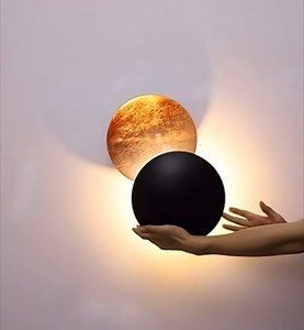 LightInTheBox 2PCS Rotatable LED Wall Sconce Moon Eclipse Wall Light Fixture Decorative Gold Brass Indoor Ambient Wall Lamp for Living Room Bedroom Hallway Bathroom Home Decor