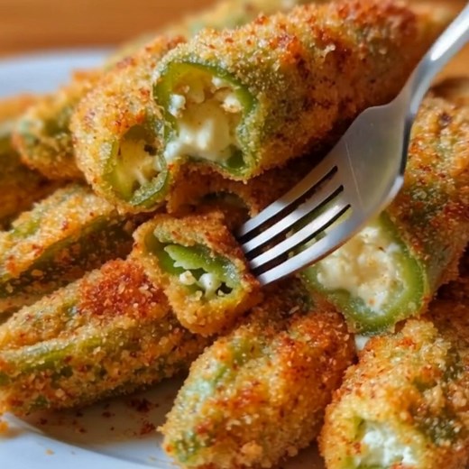 Pepper Jack Cheese Stuffed Fried Okra Ingredients: 1. 20 large fresh okra pods 2. 4 oz pepper jack cheese, cut into thin strips 3. 1 cup buttermilk (or 1 cup milk mixed with 1 tsp vinegar) 4. 1 cup cornmeal 5. 1/2 cup all-purpose flour 6. 1/2 teaspoon garlic powder 7. 1/2 teaspoon smoked paprika 8. Salt and black pepper, to taste 9. Vegetable oil, for frying Optional for serving: Ranch, chipotle mayo, spicy aioli, or fresh lime wedges Directions: 1. Prep the Okra: 1.1. Wash and dry the okra pods
