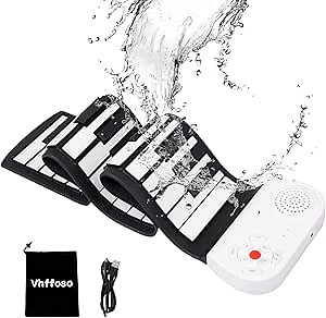 49 Keys Roll Up Piano with Carrying Bag, 8 Different Tones, Built-in Rechargeable Lithium Battery, Built-in 2W Speakers, Portable Piano for Travel