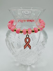 Breast Cancer Awareness Bracelet - Pink Jade | Gold Filled Beads | Ribbon Charm - Etsy Canada