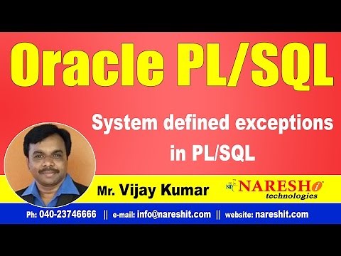System defined exceptions in PL/SQL | Oracle PL/SQL Tutorial Videos | Mr.Vijay Kumar