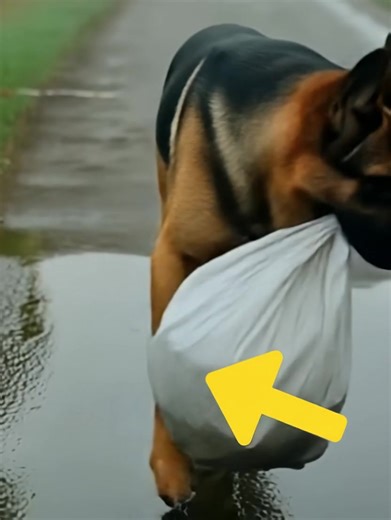A woman spotted a German shepherd trotting down the street with a white bag clutched in its teeth 🐕🛍. Out of nowhere, a car pulled up, the driver quickly snatched the bag from the dog, and then sped away 🚗💨. Curious, the woman decided to secretly follow the animal 👀. Step by step, she trailed behind, careful not to be noticed. After delivering the mysterious package, the dog turned onto an old street and stopped by a crumbling house on the edge of town 🏚. What the woman discovered there le