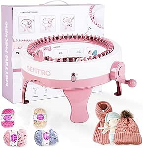 RVtiooy SENTRO Knitting Machine, 48 Needles Knitting Machine, Smart Loom with Row Counter, Knitting Machines for Adults DIY Scarf Hat Socks Gloves, for Beginners(W48)