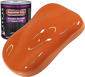 Restoration Shop - Sunset Orange Acrylic Urethane Auto Paint - Quart Paint Color Only - Professional Single Stage High Gloss Automotive, Car, Truck Coating, 2.8 VOC