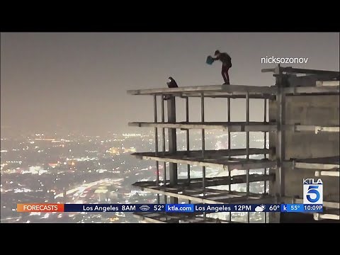 BASE jumpers plunge from vandalized downtown L.A. skyscraper