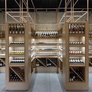 [Hot Item] Modern Living Room Bar Cabinets Stainless Steel Wine Storage Rack High-End Wooden Wine Cabinet