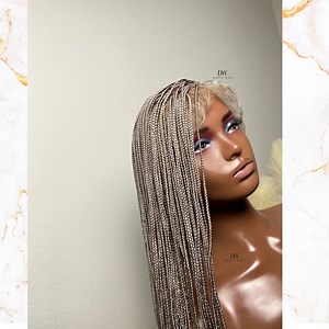 ASH Platinum Blonde Extra Small Knotless Braided Wig -premium Braided Wigs for Black Women - Etsy Canada