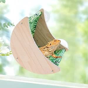 Bearded Dragon Window Hammock, Lizard Window Bed, Bearded Dragon Moon Shelves Perches with Strong Suction Cups, Reptile Sleep Bed, Suitable for Lizard Bearded Dragon Chameleon Kitten Guinea Pig Rat