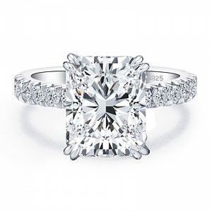 Bo.Dream 4ct Moissanite Radiant Cut Engagement Rings for Women 925 Sterling Silver Promise Rings