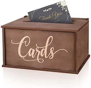 Wooden Wedding Card Box with Slot, Farmhouse Wedding Decoration for Reception, Card Box with Lid for Wedding Gifts & Money | Baby & Bridal Shower