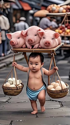 Adorable Baby Playing with Piglets: Heartwarming Moments