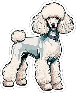 Poodle Sticker 4 Inch Standard Lover Hypoallergenic Dog - Waterproof Animal Vinyl Decal for Laptop Water Bottle Car Tumbler - Durable Aesthetic Long-Lasting Stickers for Adults ID44990