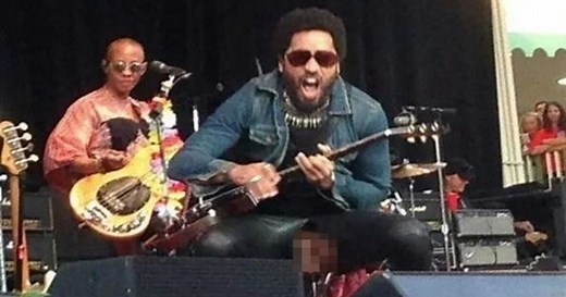 WATCH: Lenny Kravitz flashes crowd full-frontal as trousers split