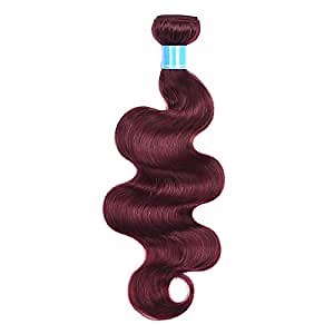 JulyQueen Virgin Brazilian Hair Extension Human Hair Bundles Wine Red Color Body Wave Hair Weave Bundles 14 Inch Hair Extension Weft 99j Color