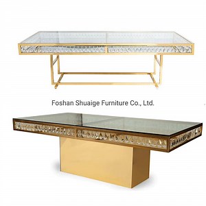 [Hot Item] Wholesale Price Event Furniture Factory Square Crystal Dining Table
