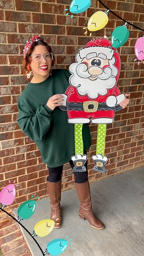 ❤️COMMENT “hohoho” FOR SIGN UP LINK TO BE SENT TO YOUR INBOX! Hey, girly! I've got some exciting news. I've been feeling merry & bright lately, and there's no better way to get in the spirit than to create with my craft besties. I'm hosting a Kitschmas paint party on November 20th! We're gonna be painting this adorable ribbon leg Santa door sign. For just $10 you'll receive the template, SVG AND the link to join me live on ZOOM to paint this cutie pie live together. I'll also be offering the DIY