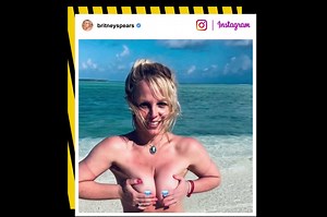 Britney Spears poses nude on the beach during getaway with Sam Asghari