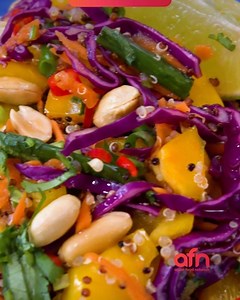 Fancy a healthy dinner? Tuck into this colorfully delicious, healthy Thai fusion dish. Garlicky, tangy, and spicy, this Thai Style Tri-colored Quinoa Salad is perfect for a stay-home weekday dinner. https://bit.ly/33ICk9G | Asian Food Network