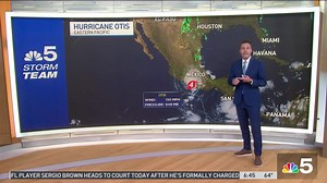 Within 24 hours Hurricane Otis may end up going from a tropical storm to a category 5 and back down to tropical storm. This storm “blew up” yesterday afternoon with sea temps 90° and very light upper winds. | Kevin Jeanes NBC