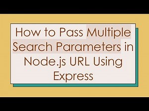 How to Pass Multiple Search Parameters in Node.js URL Using Express