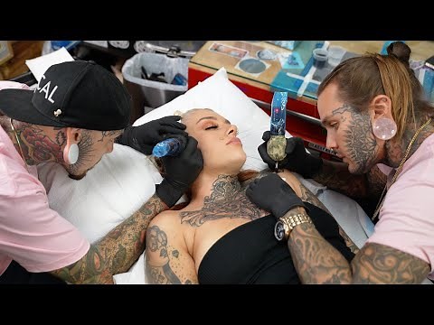 Face and Throat Tattoo AT THE SAME TIME ! 🔥 Shes a beast!