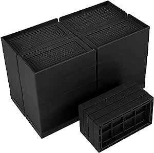 Yunnix Furniture Bed Risers 3 inch Heavy Duty Adjustable Bed Lifts for Sofa Couch Desk Table Leg Extenders up to 10000 lbs (Set of 8, Black)