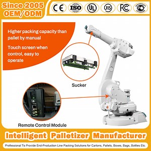 [Hot Item] Automatic Robot Palletizer for Boxes/Cartons/Case with Pallet Dispenser and Online Pallet Wrapping Machine