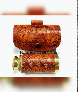 Nautical Handheld Pirate Brass Telescope with Box/Case Sailor Home Decor Pirate Captain Boat Gift (6", Kelvin & Hughes) - Brass