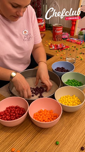 14K views · 25 reactions | Skittles Rainbow Cake! This colorful cake will bake your day  | Chefclub GruB | Facebook