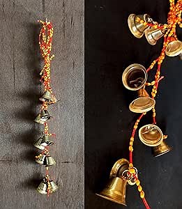 Set of 2 Christmas Bells for Decoration, Jingle Bells for Crafts, Home Door Knob Decor, Handmade Bells on Rope (2, 12 inch Long), Standard